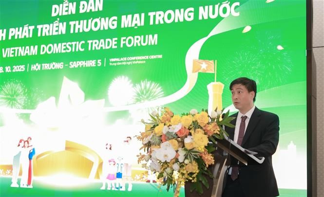 Deputy Director of the Agency for Domestic Market Surveillance and Development Bui Nguyen Anh Tuan speaks at the Vietnam Domestic Trade Forum. (Photo: VNA)