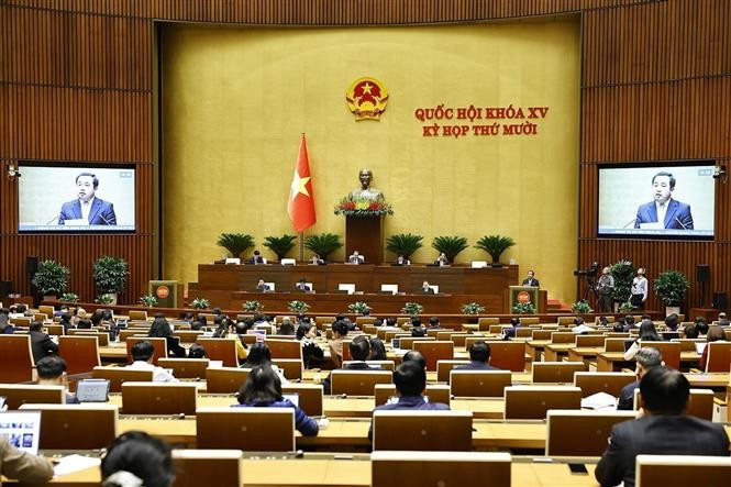 Minister of Agriculture and Environment Tran Duc Thang speaks at the session. (Photo: VNA)