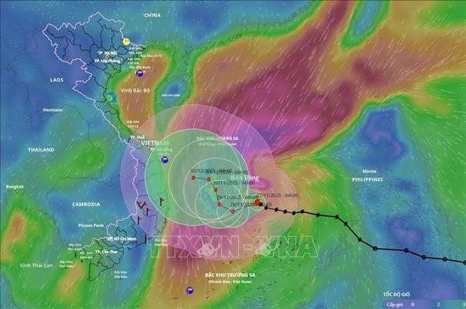The direction of Storm Koto as of 04:00 on November 27. (Photo: VNA)