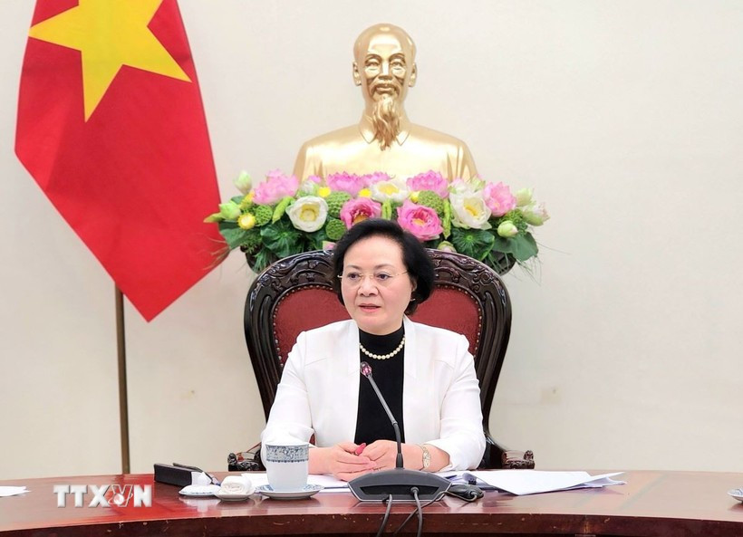 Deputy PM Pham Thi Thanh Tra speaks at the working session with the Ministry of Home Affairs on December 4. (Photo: VNA)