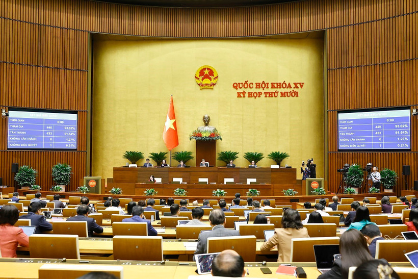 National Assembly deputies votes on the revised Law on Planning on December 10. (Photo: VNA)