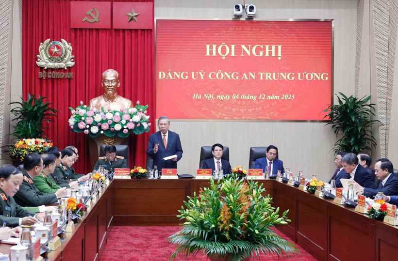 Party General Secretary To Lam speaks at the Central Public Security Party Committee's conference in Hanoi on December 4. (Photo: VNA)