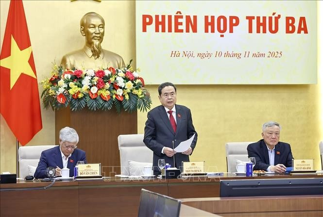 National Assembly Chairman Tran Thanh Man speaks at the third session of the National Election Council on November 10, 2025. (Photo: VNA)