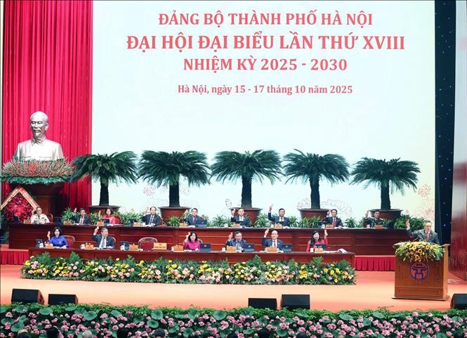 At the 18th Congress of the Hanoi Party Organisation for the 2025–2030 tenure on October 16 (Photo: VNA)