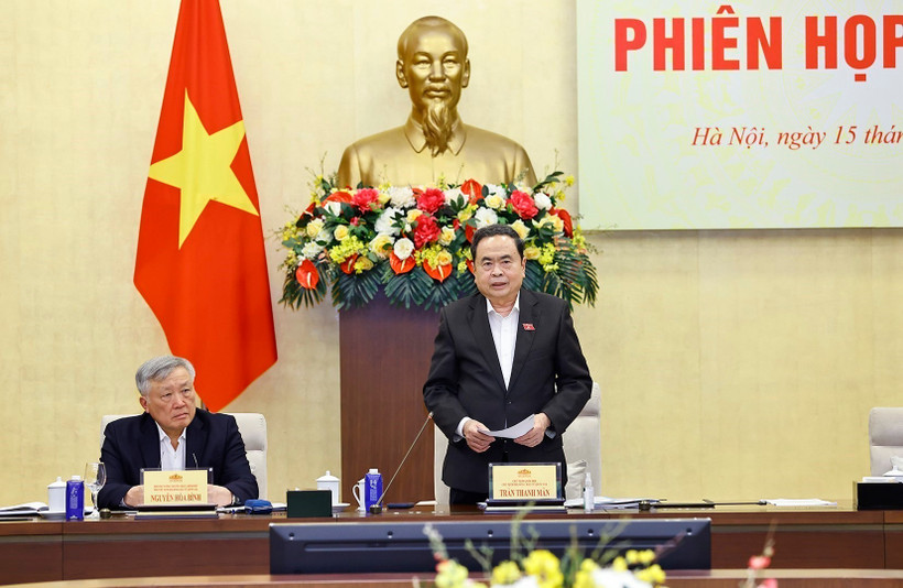 National Assembly Chairman Tran Thanh Man chairs the fourth meeting of the National Election Council on December 15, 2025. (Photo: VNA)