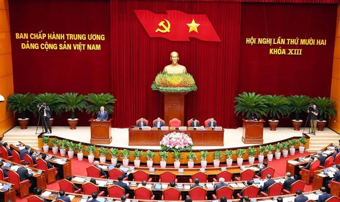 The 12th plenum of the 13th Party Central Committee opened in Hanoi on the morning of July 18 (Photo: VNA)